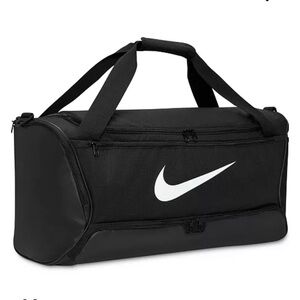 Nike Black Duffel Bag with White Swoosh - Sporty Carryall